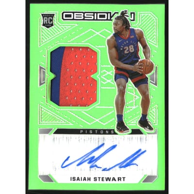 2020-21 Panini Obsidian Electric Etch Green Flood #225 Isaiah Stewart AU JSY