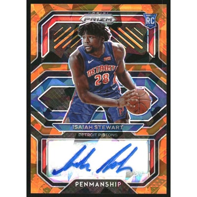 2020-21 Panini Prizm Rookie Penmanship Prizms Orange Ice #14 Isaiah Stewart