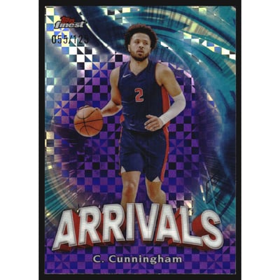 2023-24 Finest Arrivals Purple Checkerboard Refractors #A2 Cade Cunningham