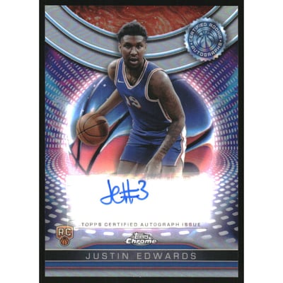 2024-25 Topps Chrome Certified Autograph Issue Rookies Refractors #TCRAJE Justin Edwards