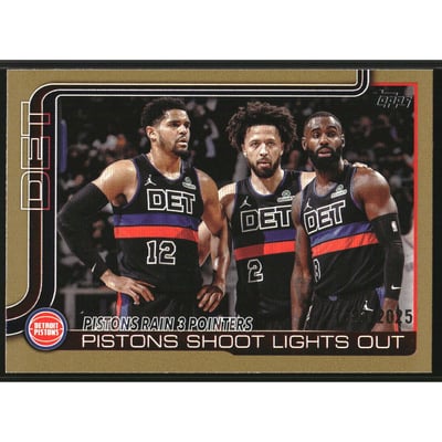 2025-26 Topps Gold #279 PIstins Rain 3 Pointers/Tobias Harris/Cade Cunningham/Tim Hardaway Jr
