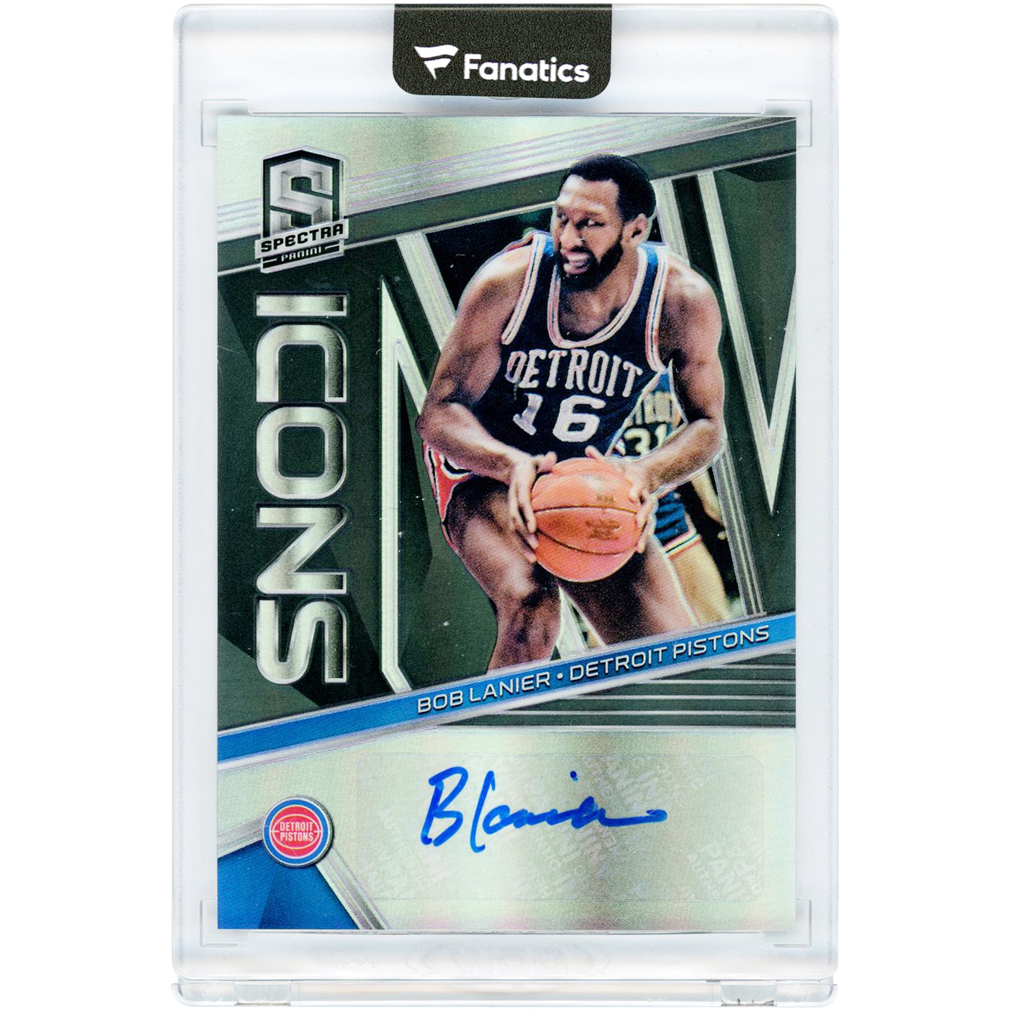 Carte autographiée Bob Lanier des Detroit Pistons 2018-19 Panini Spectra Icons #IA-BLM #24/75