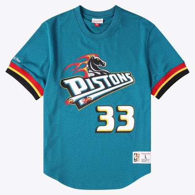Detroit Pistons Mitchell & Ness Grant Hill 1998 Name & Number Mesh Top - Teal - Mens