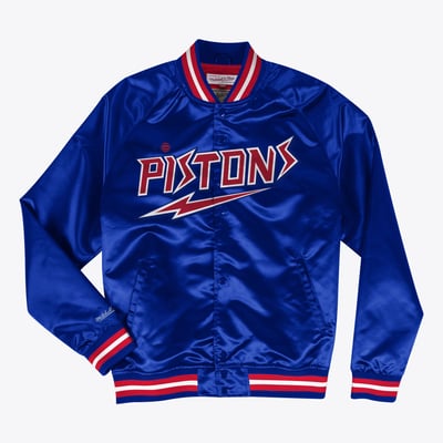 Detroit Pistons Mitchell & Ness Lightweight Satin Jacket - Royal Blue - Mens