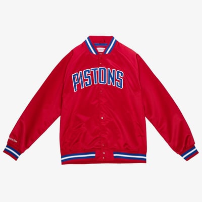 Detroit Pistons Mitchell & Ness Lightweight Satin Jacket - Scarlet - Mens