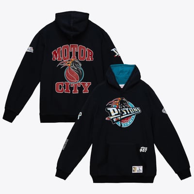 Detroit Pistons Mitchell & Ness Team Origins Fleece Hoodie - Black - Mens