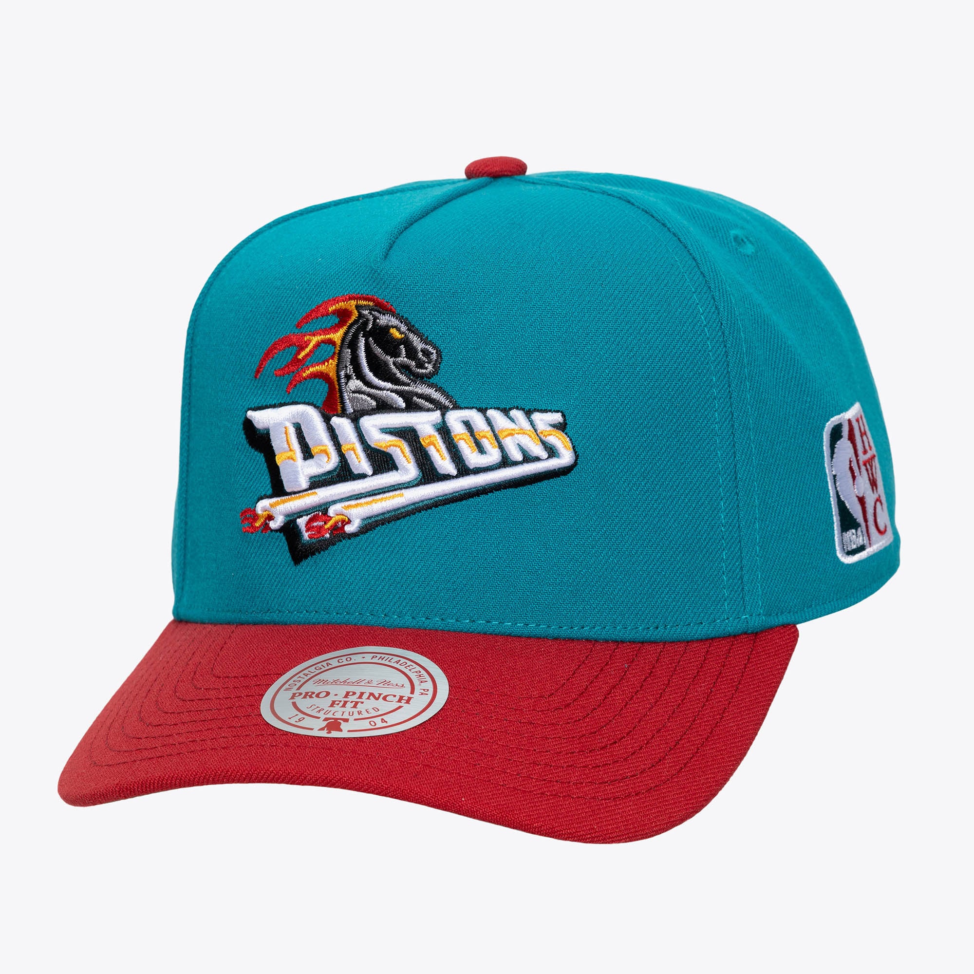 Detroit Pistons Teal/Red Hardwood Classics Legendary Home Pro Pinch Snapback Hat