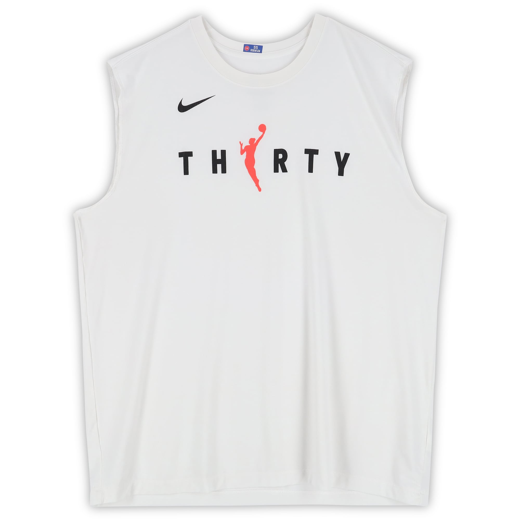 Maillot sans manches blanc Nike officiel des Detroit Pistons (WNBA) pour la saison NBA 2025-2026