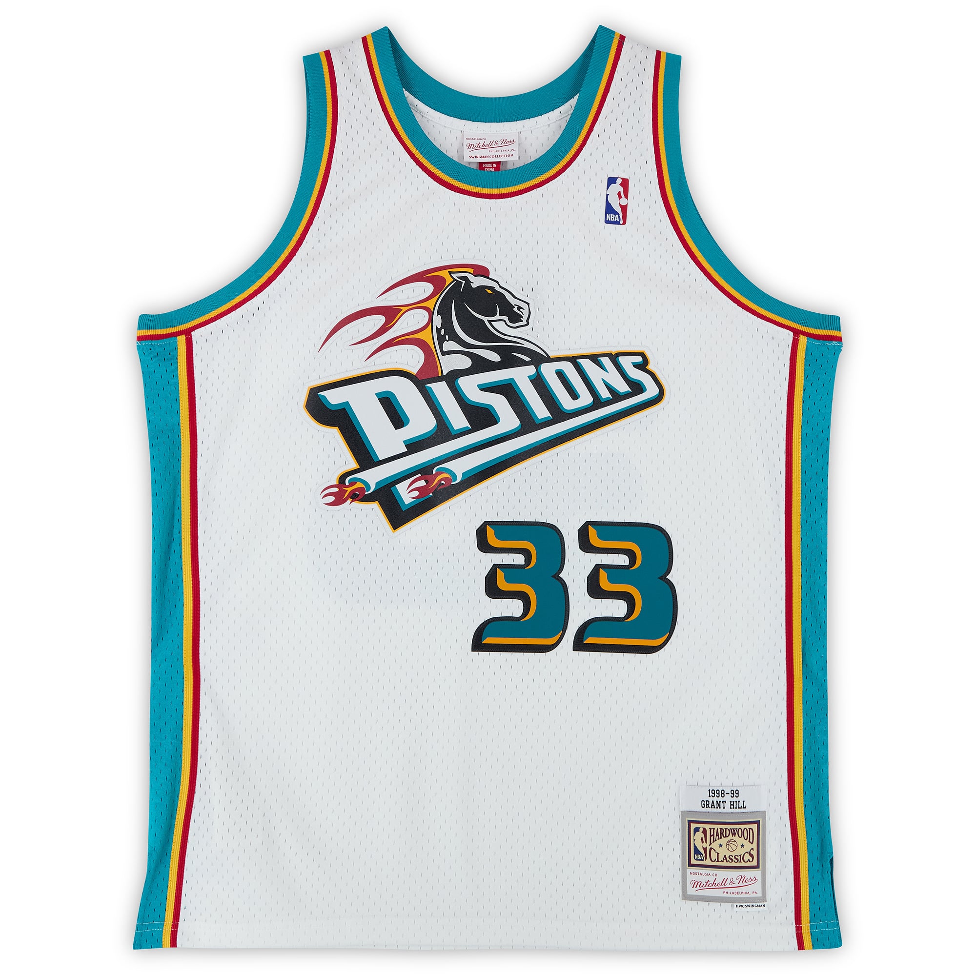 Grant Hill Detroit Pistons Autographed White Mitchell & Ness 1998 Swingman Jersey with "Mr. Nice Guy" Inscription