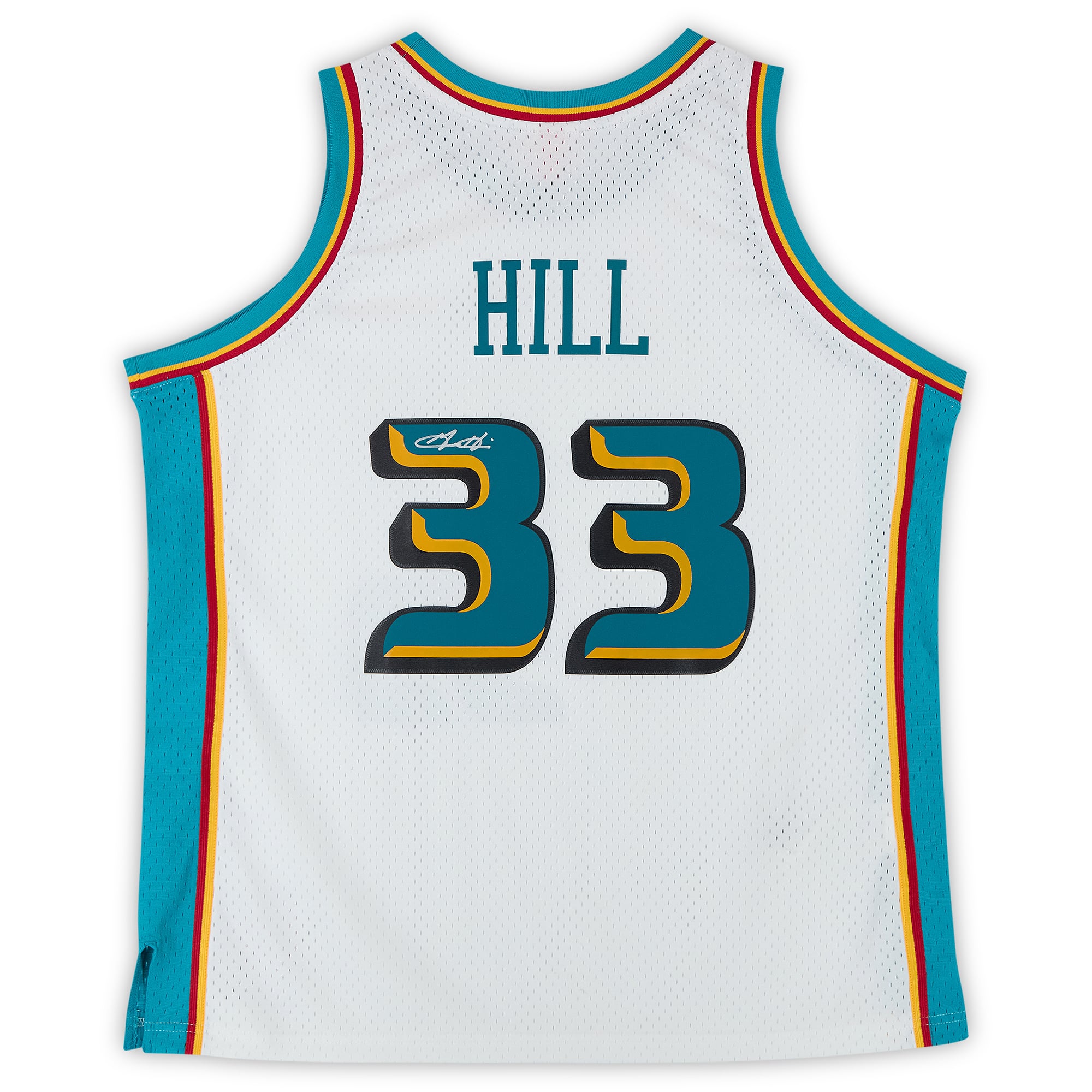 Grant Hill Detroit Pistons Autographed White Mitchell & Ness 1998 Swingman Jersey