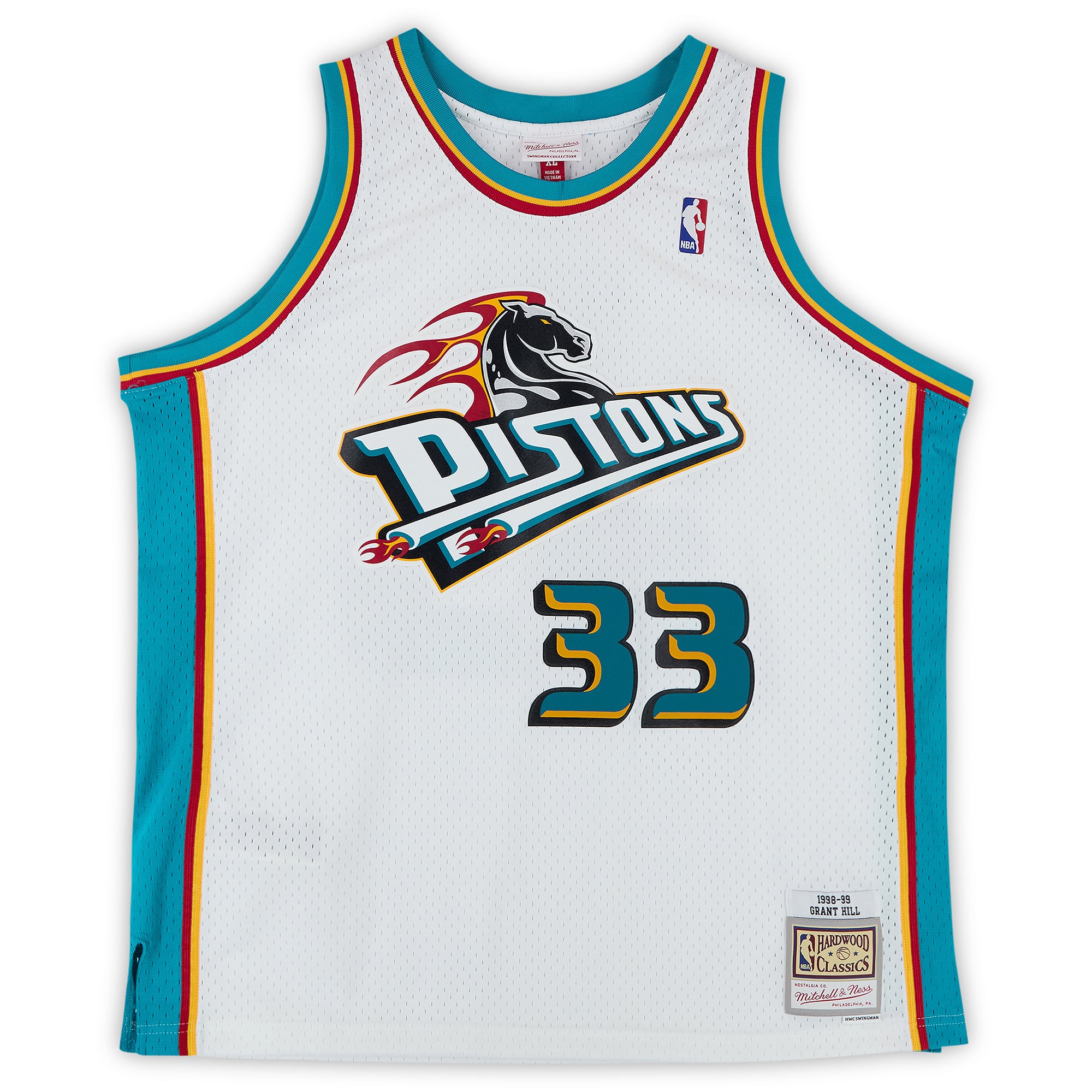 Grant Hill Detroit Pistons Autographed White Mitchell & Ness 1998 Swingman Jersey