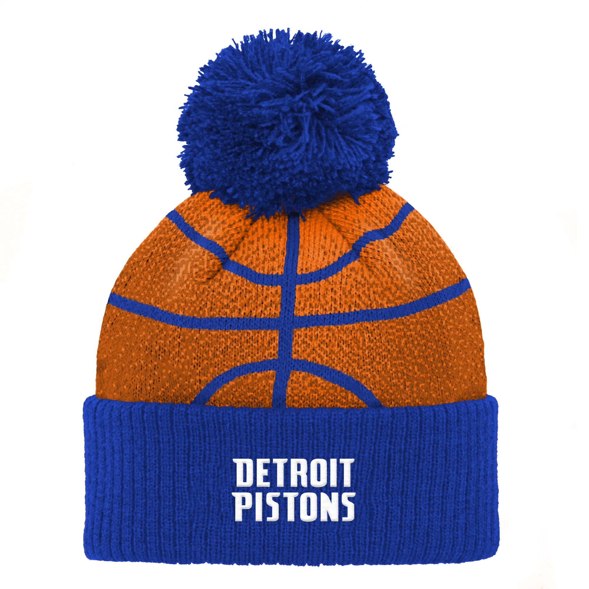 Bonnet bleu bébé Detroit Pistons à revers et pompon