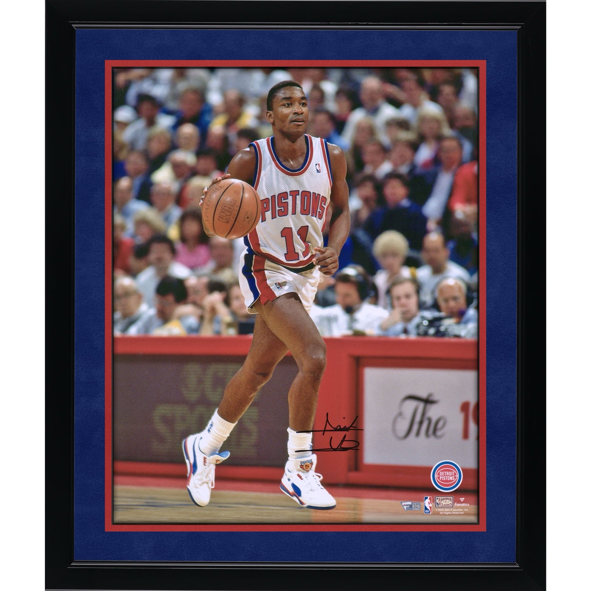 Isiah Thomas Detroit Pistons Autographed 16" x 20" Dribbling in White Photograph