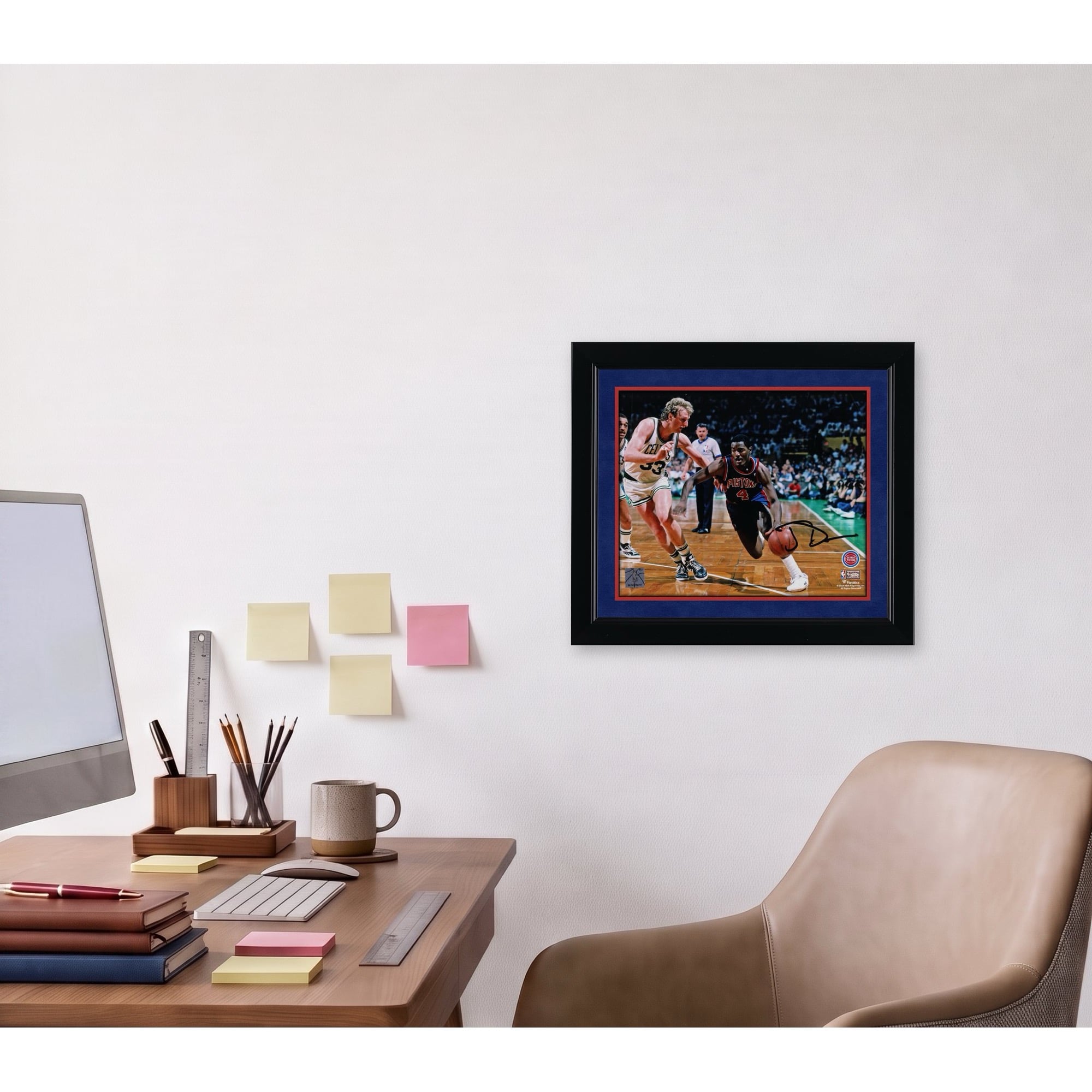 Joe Dumars Detroit Pistons Autographed 8" x 10" Dribbling vs. Larry Bird Photograph