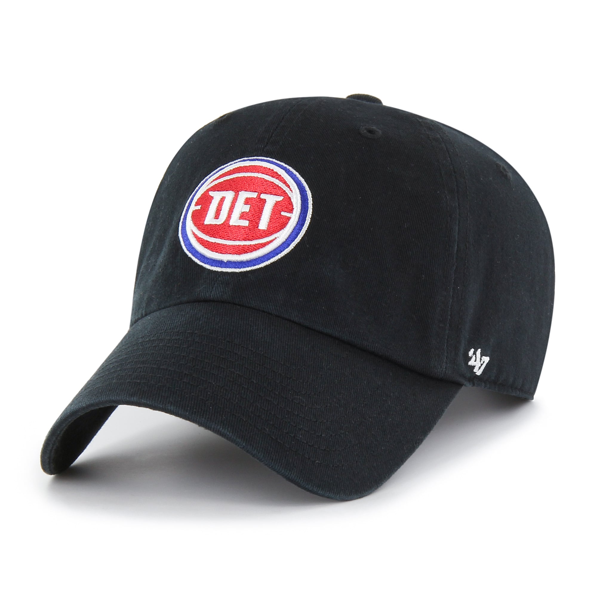 Men's '47  Black Detroit Pistons Core Logo Clean Up Adjustable Hat