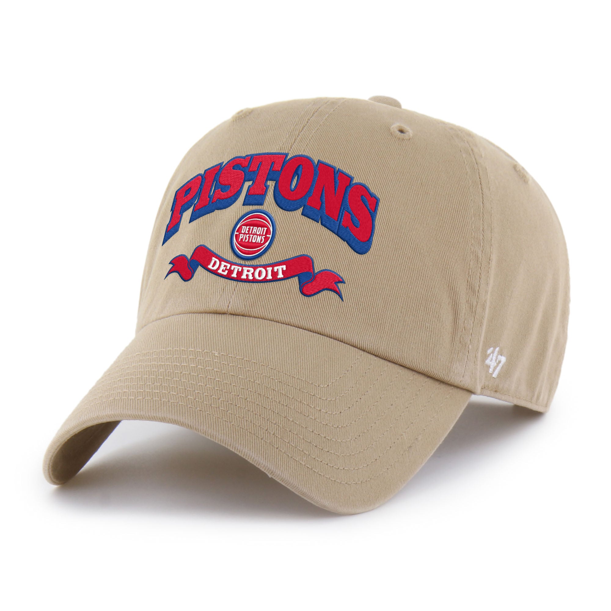 Men's Detroit Pistons '47 Khaki Fast Break Chase Region Clean Up Adjustable Hat