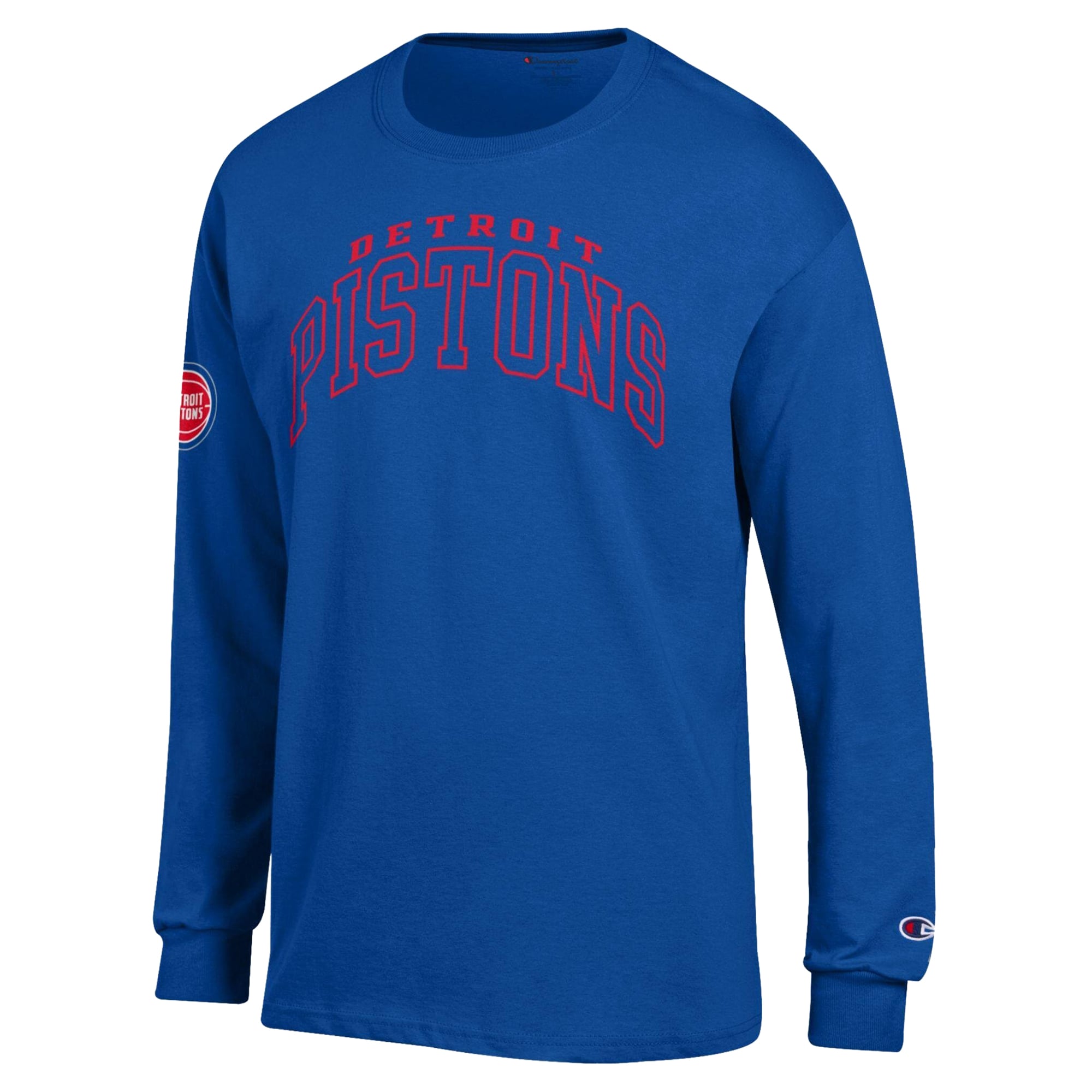 T-shirt à manches longues Champion bleu Detroit Pistons pour homme