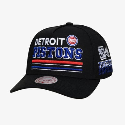  Detroit Pistons Mitchell & Ness Hardwood Classics Triple Check Pro Snapback Hat - Black