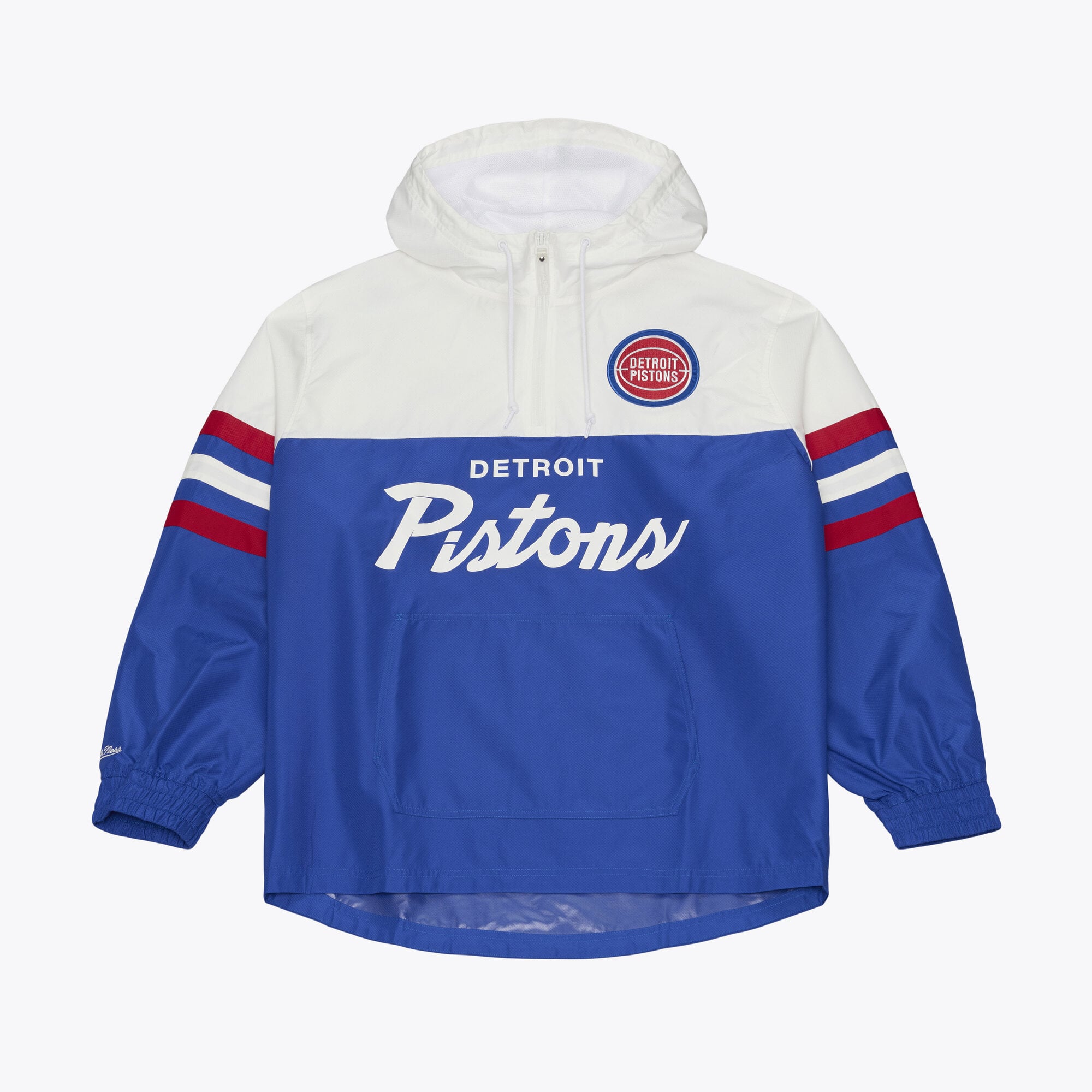 Men's Mitchell & Ness  Blue Detroit Pistons Head Coach Lightweight Anorak Quarter-Zip Windbreaker