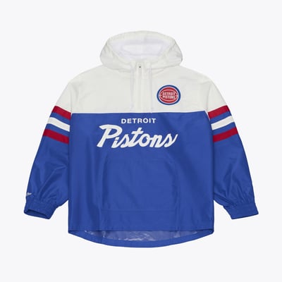  Detroit Pistons Mitchell & Ness Head Coach Lightweight Anorak Quarter-Zip Windbreaker - Blue