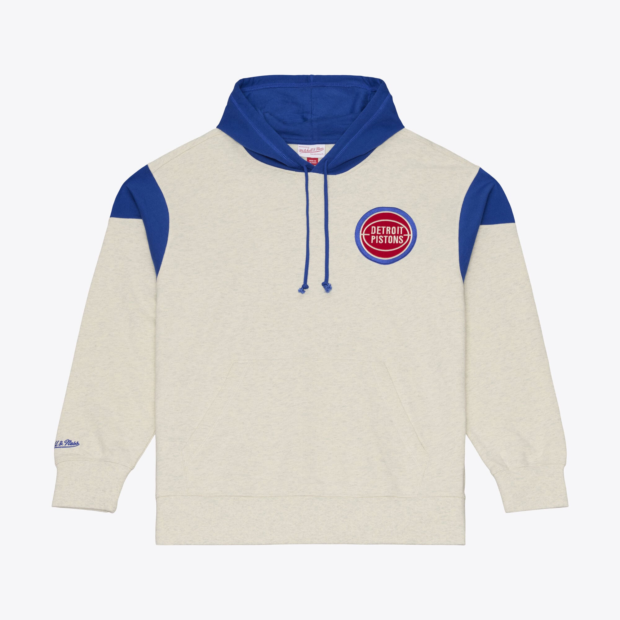 Men's Mitchell & Ness Cream Detroit Pistons French Terry Hoodie