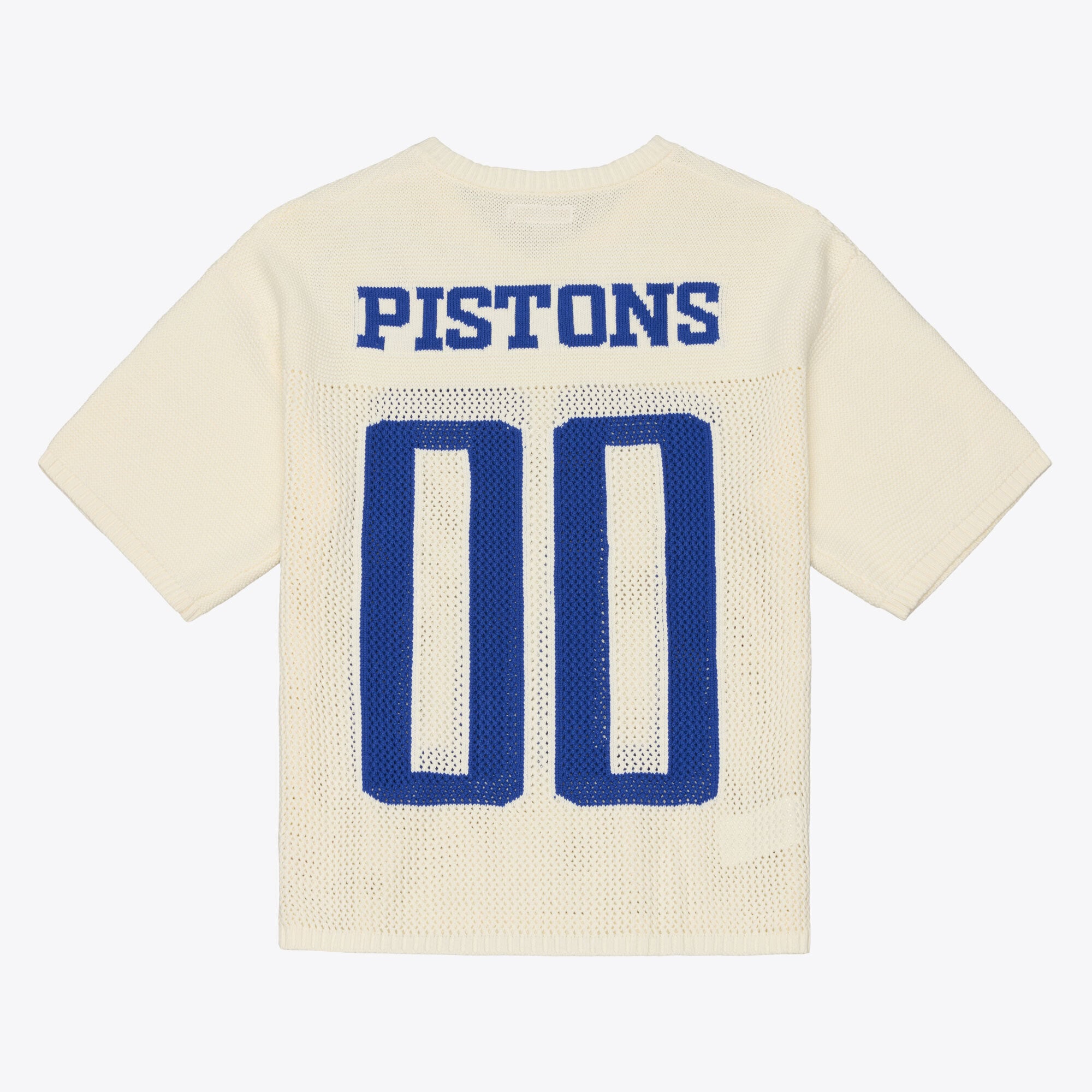 Men's Mitchell & Ness  Cream Detroit Pistons Hardwood Classics Retro Roots Short Sleeve Sweater Jersey