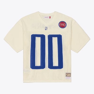  Detroit Pistons Mitchell & Ness Hardwood Classics Retro Roots Short Sleeve Sweater Jersey - Cream