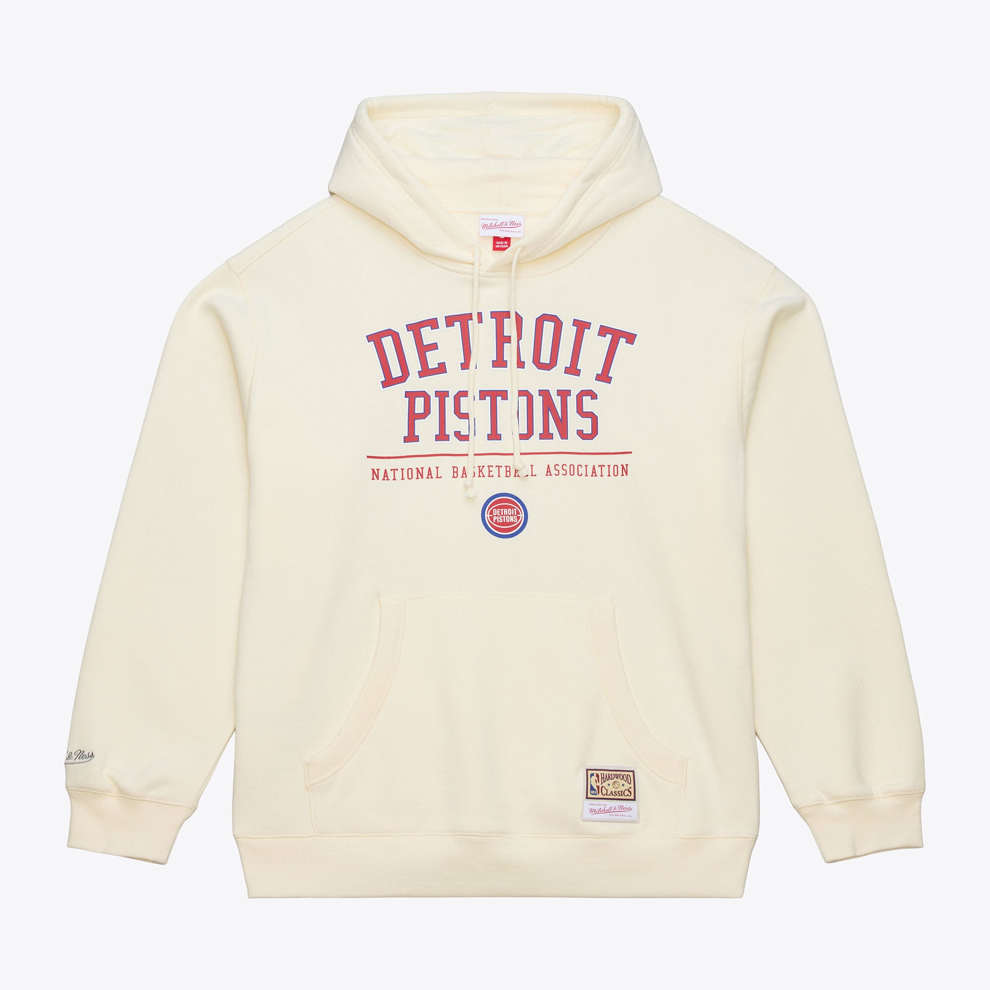 Men's Mitchell & Ness Cream Detroit Pistons Walk-Off Fleece Hoodie