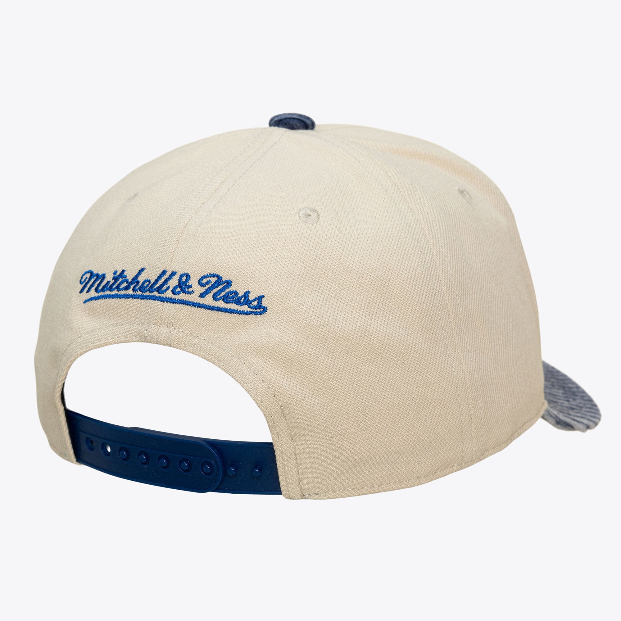 Men's Mitchell & Ness Cream/Blue Detroit Pistons Washed Corduroy Pro Crown Snapback Hat