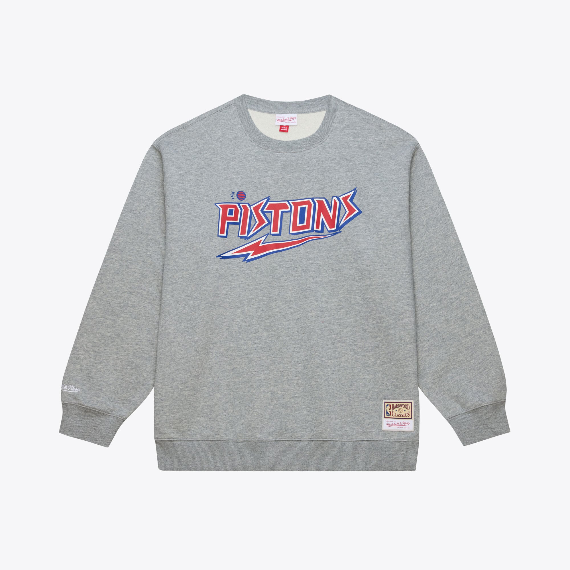 Men's Mitchell & Ness Heather Gray Detroit Pistons Walk-Off Fleece Sweatshirt