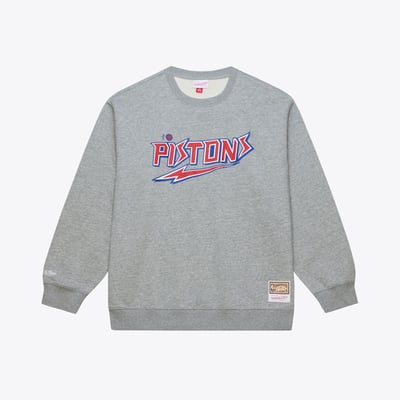 Detroit Pistons Mitchell & Ness Walk-Off Fleece Sweatshirt - Heather Gray