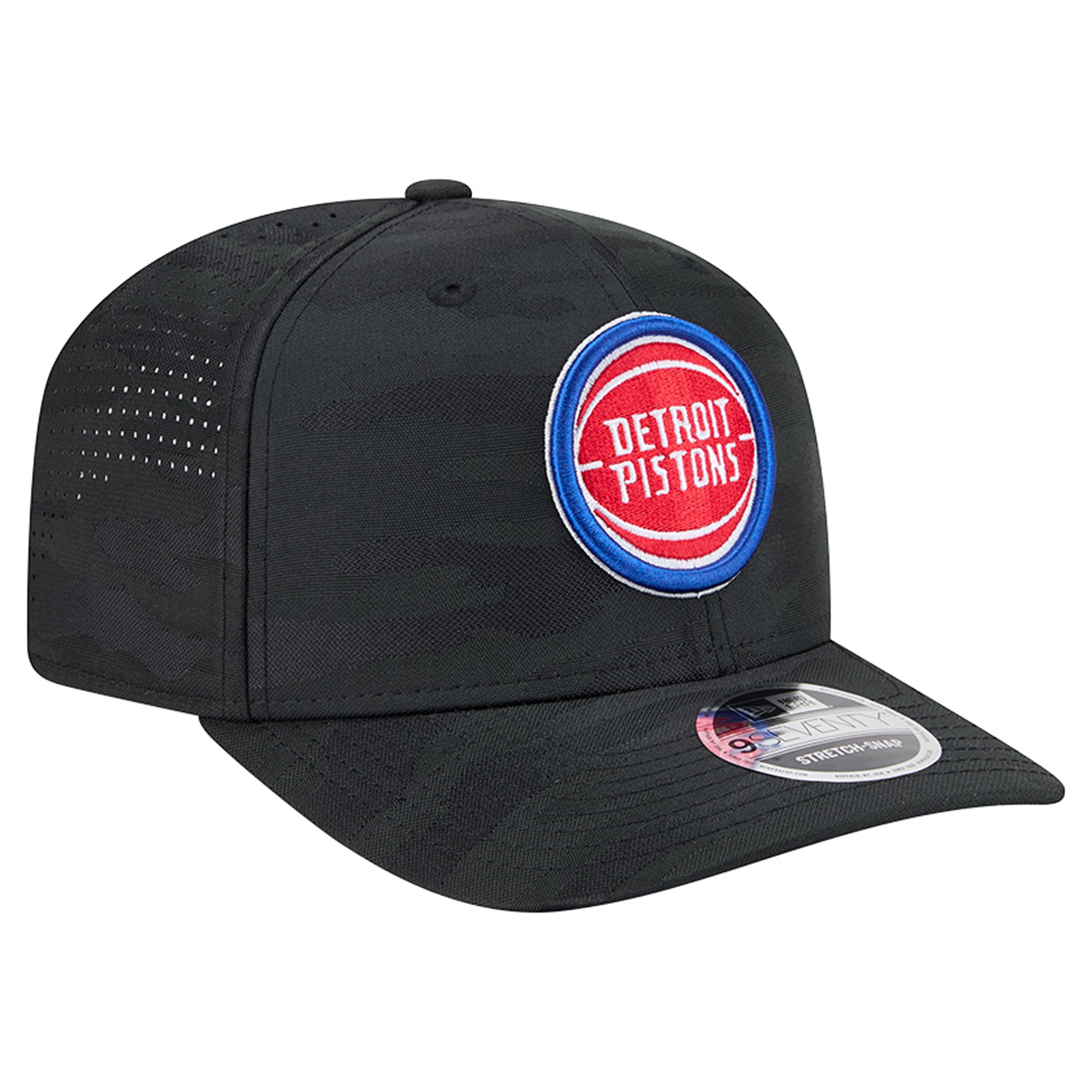 Men's New Era Black Detroit Pistons Camo 9SEVENTY Perforated Adjustable Hat