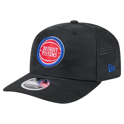 Detroit Pistons New Era Camo 9SEVENTY Perforated Adjustable Hat - Black