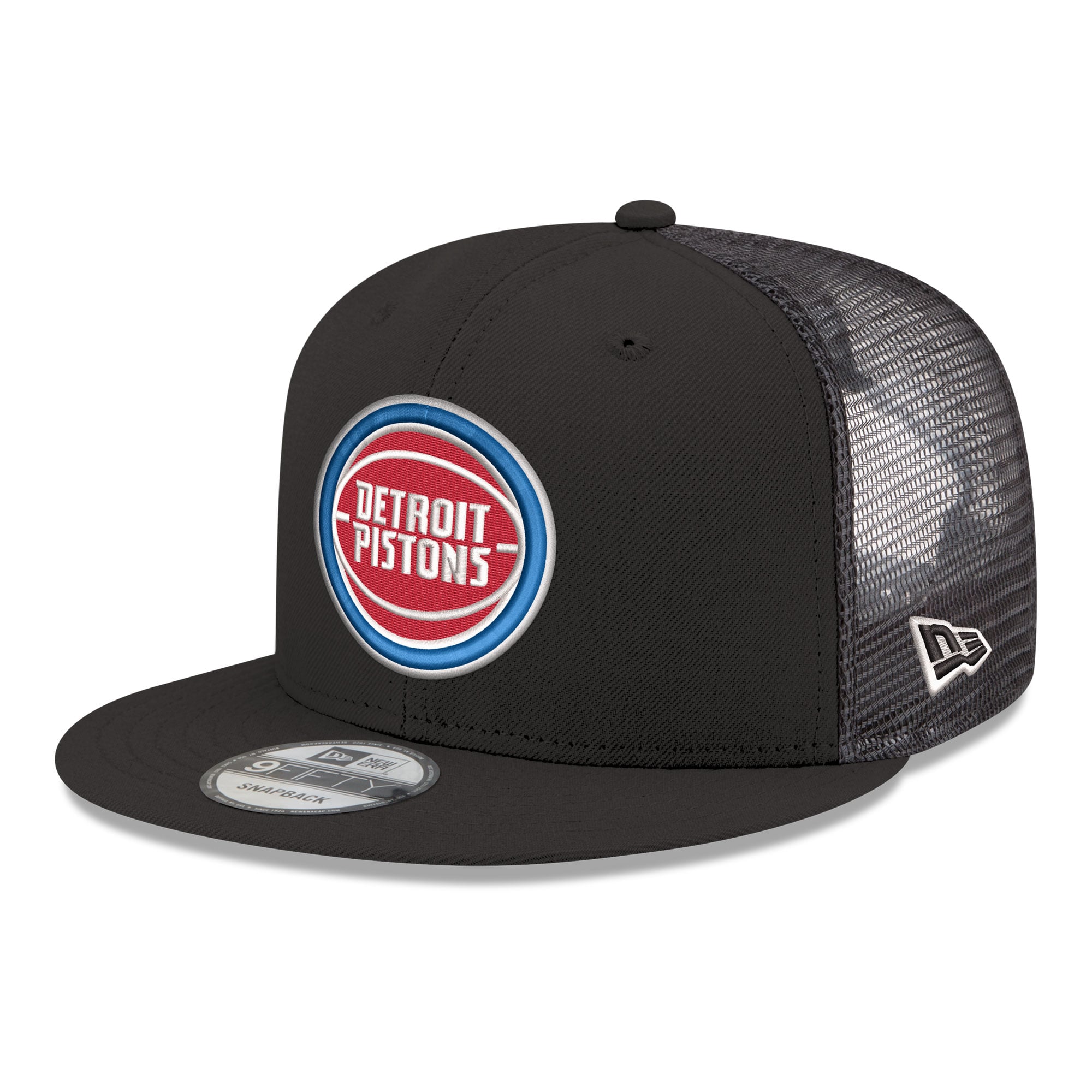 Men's New Era Black Detroit Pistons Core Logo Meshback 9FIFTY Snapback Hat