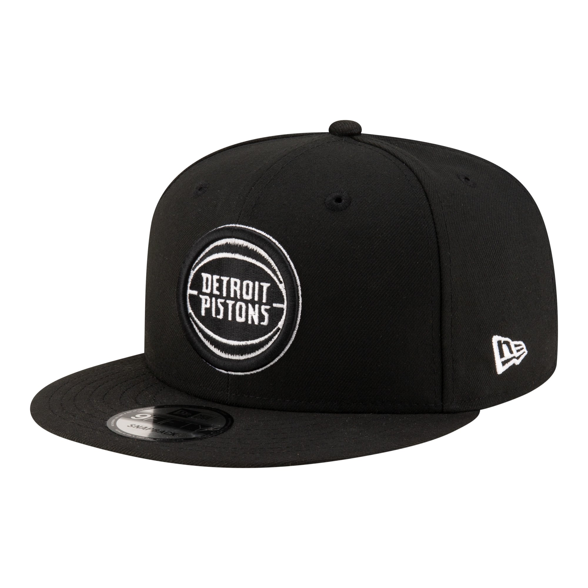 Men's Detroit Pistons New Era Black/White Team 9FIFTY Snapback Hat