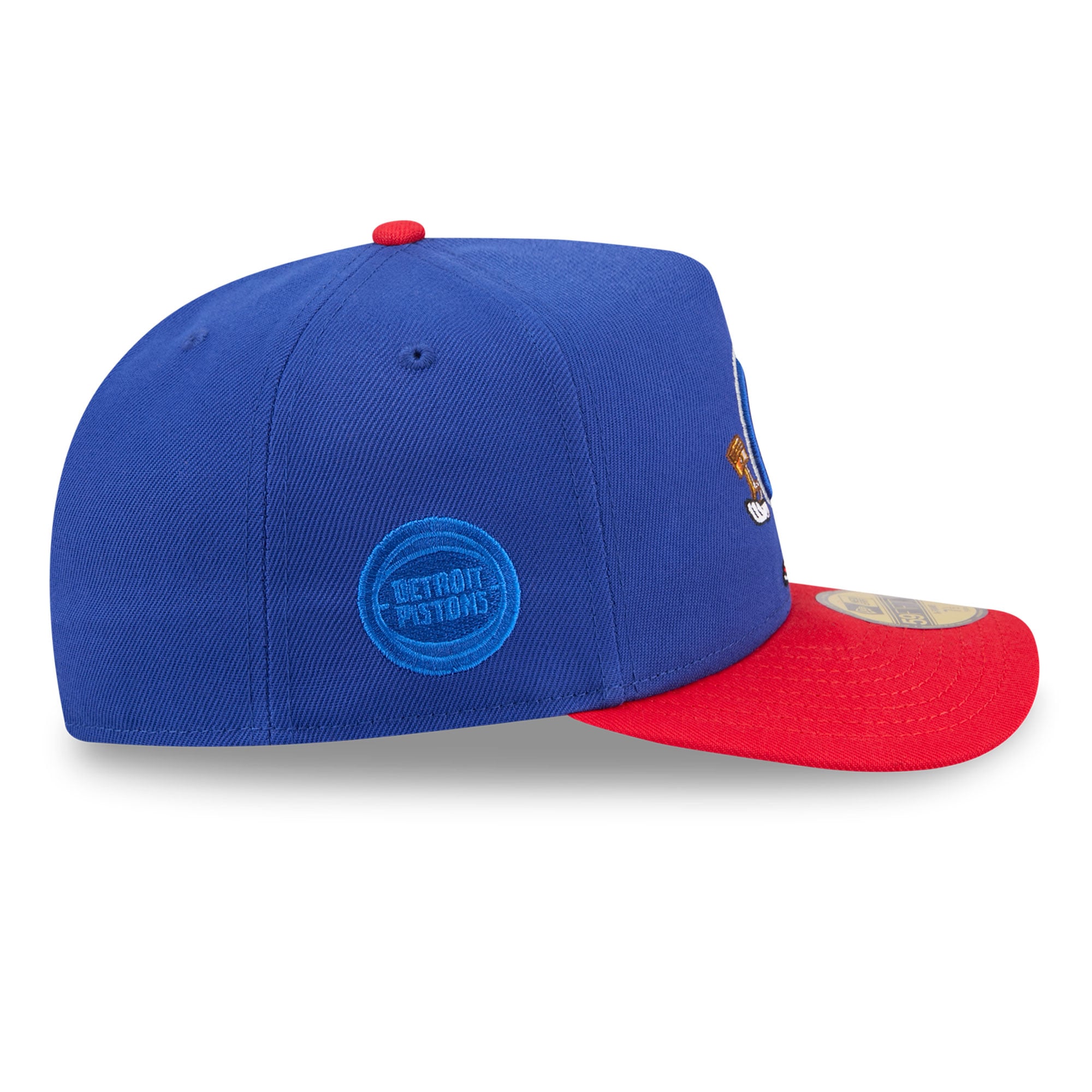 Casquette ajustée New Era 59FIFTY bleue pour homme, logo Detroit Pistons Injection Cartoon, style A-Frame