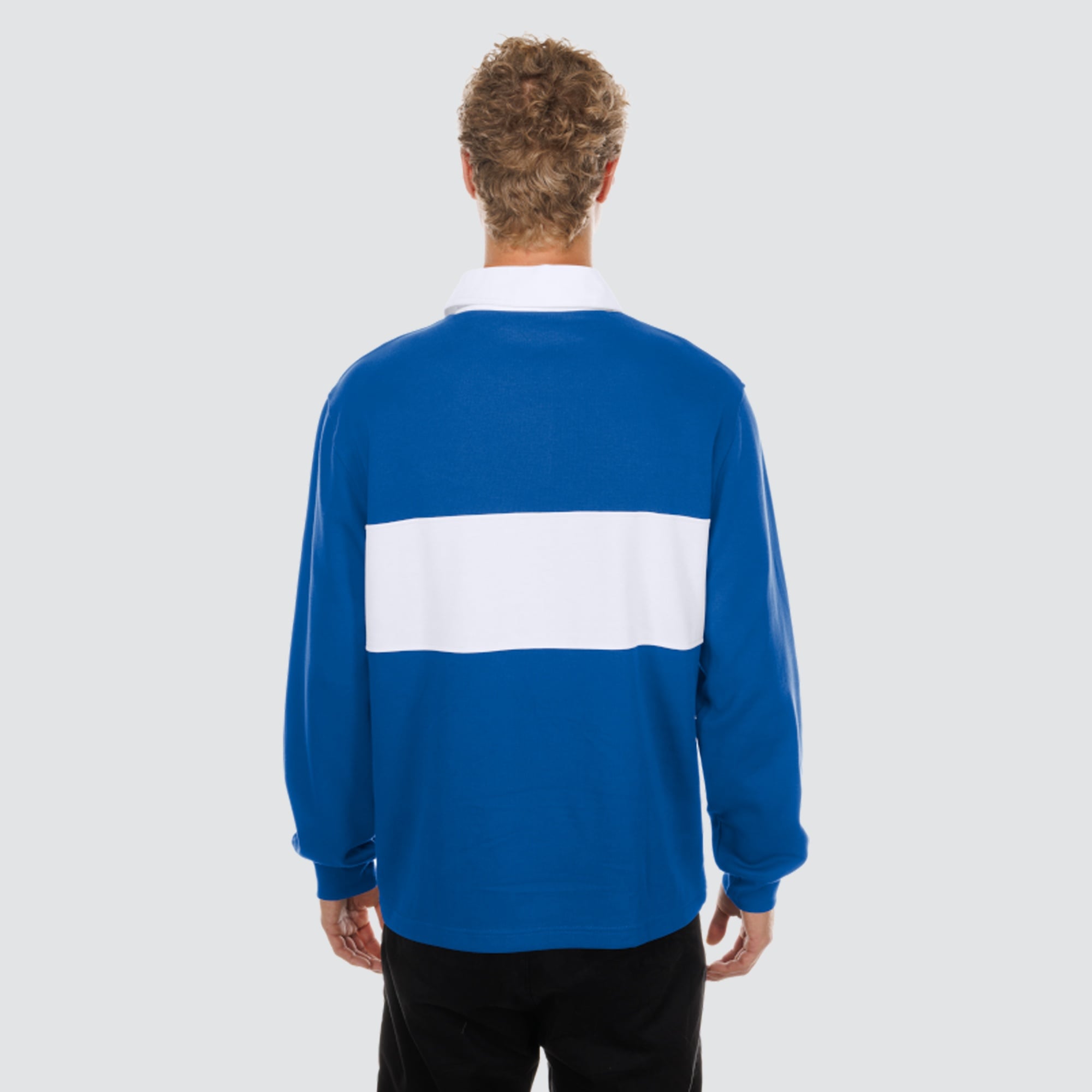 Polo de rugby à manches longues New Era bleu Detroit Pistons pour homme