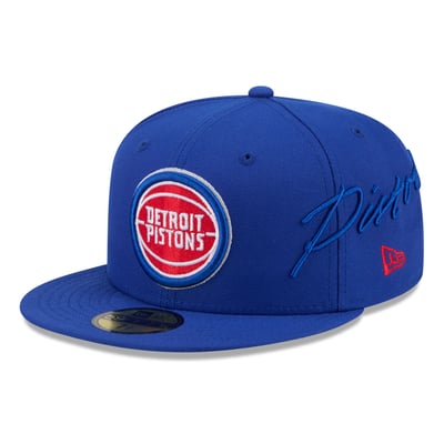 Detroit Pistons New Era Side Script 59FIFTY Fitted Hat - Blue