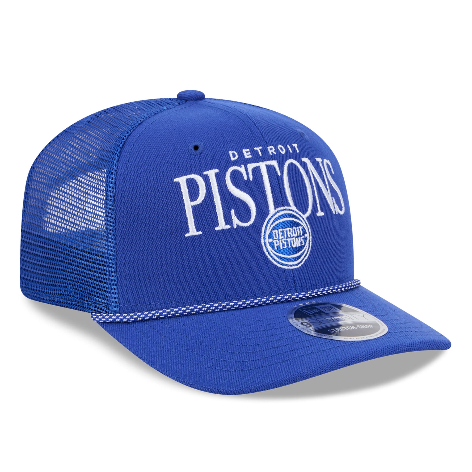 Casquette trucker ajustable New Era Detroit Pistons bleue ton sur ton 9SEVENTY pour homme