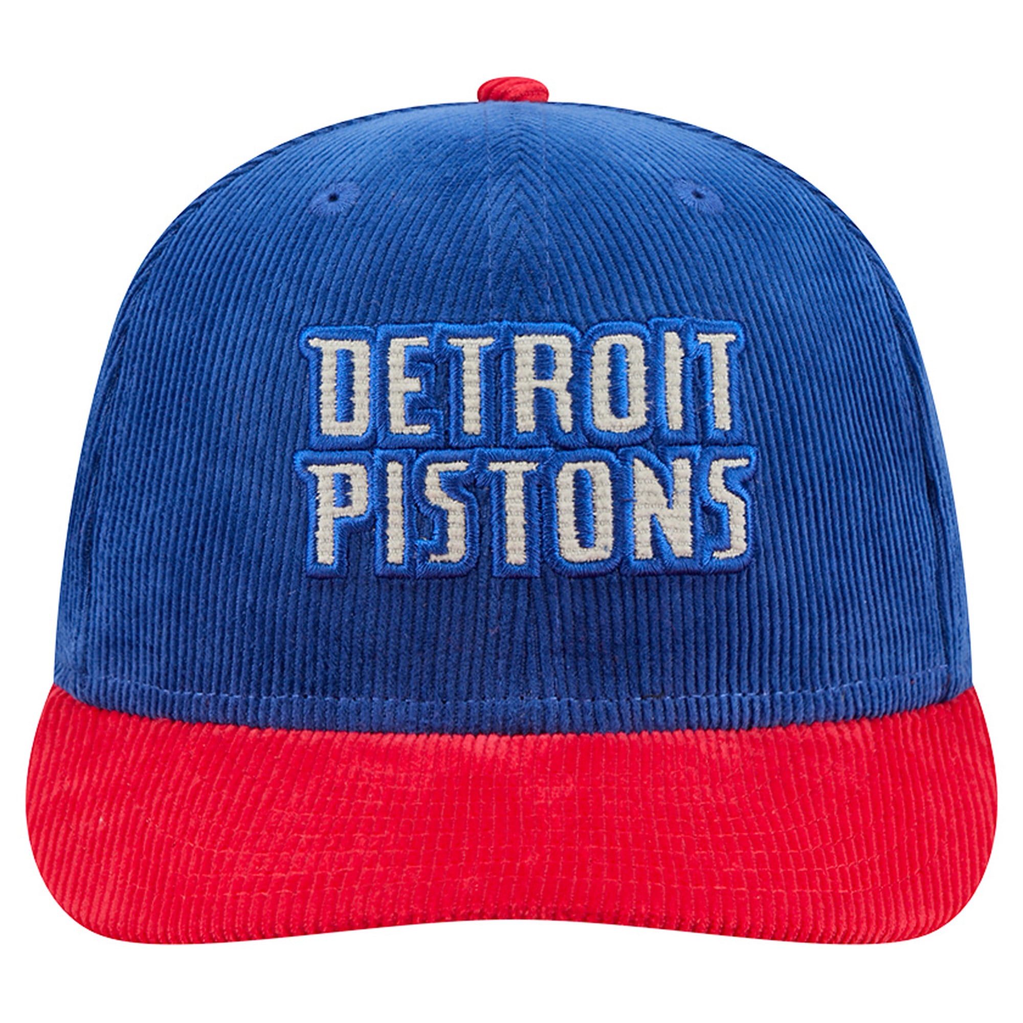 Casquette snapback New Era 9FIFTY en velours côtelé bleu/rouge Detroit Pistons pour homme