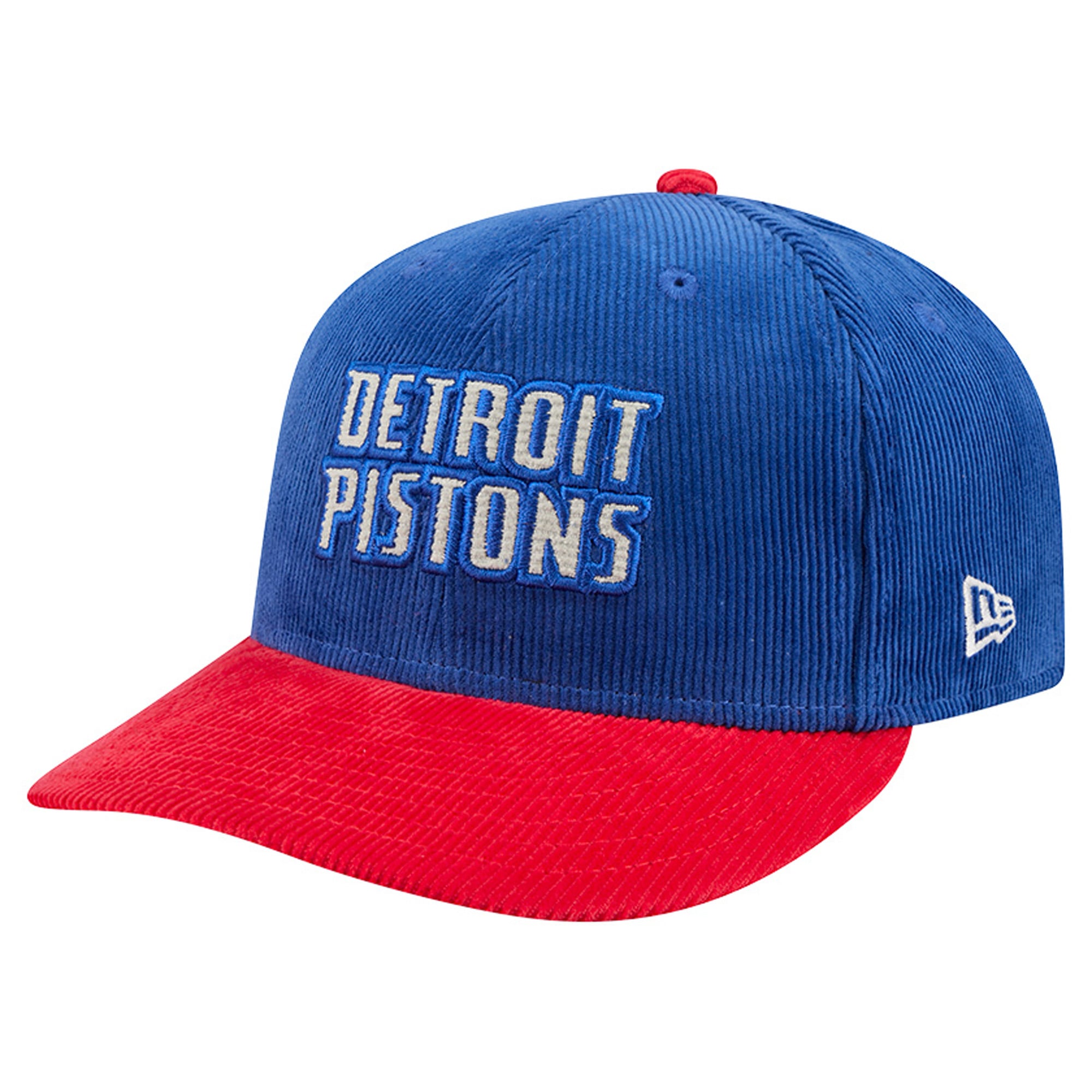 Casquette snapback New Era 9FIFTY en velours côtelé bleu/rouge Detroit Pistons pour homme