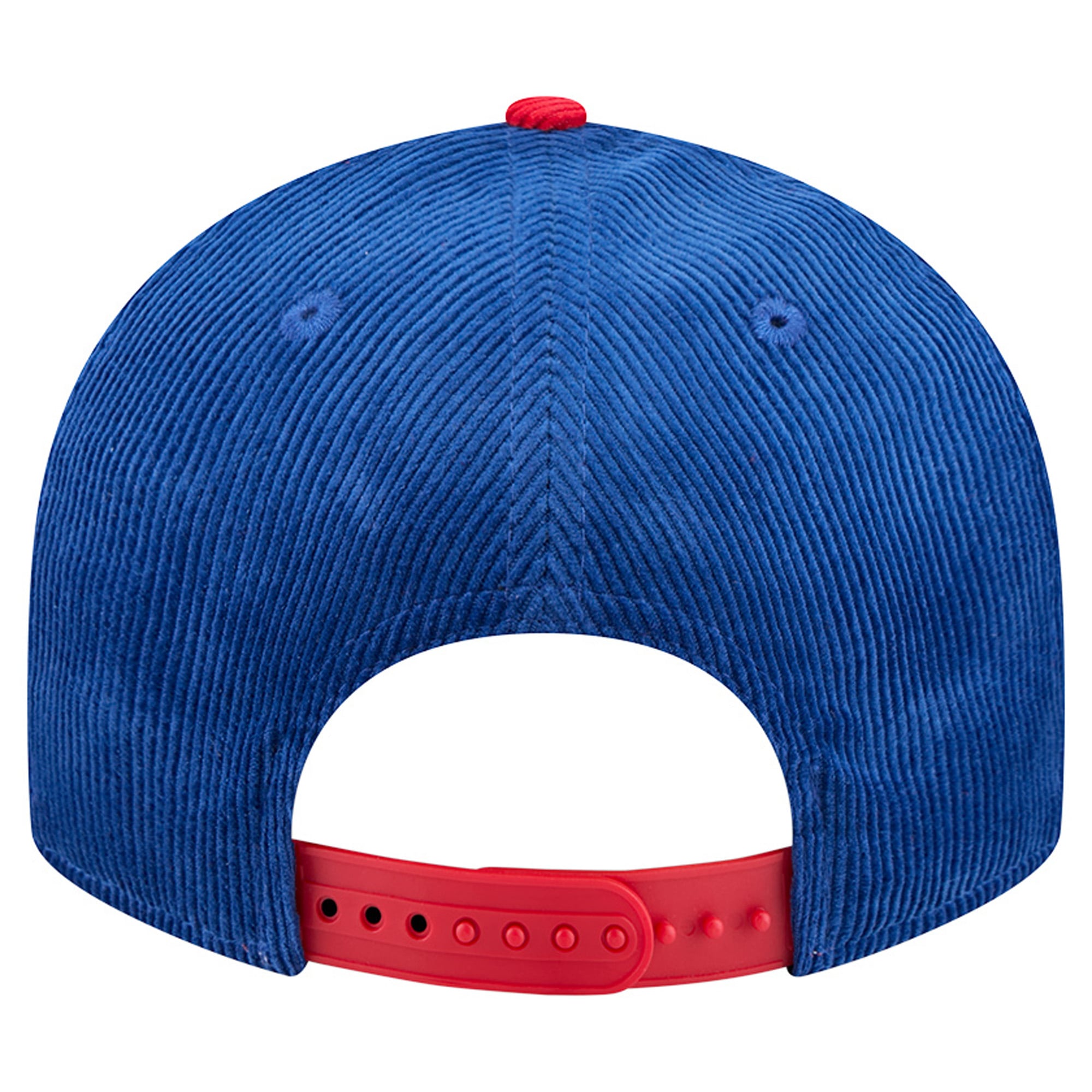 Casquette snapback New Era 9FIFTY en velours côtelé bleu/rouge Detroit Pistons pour homme