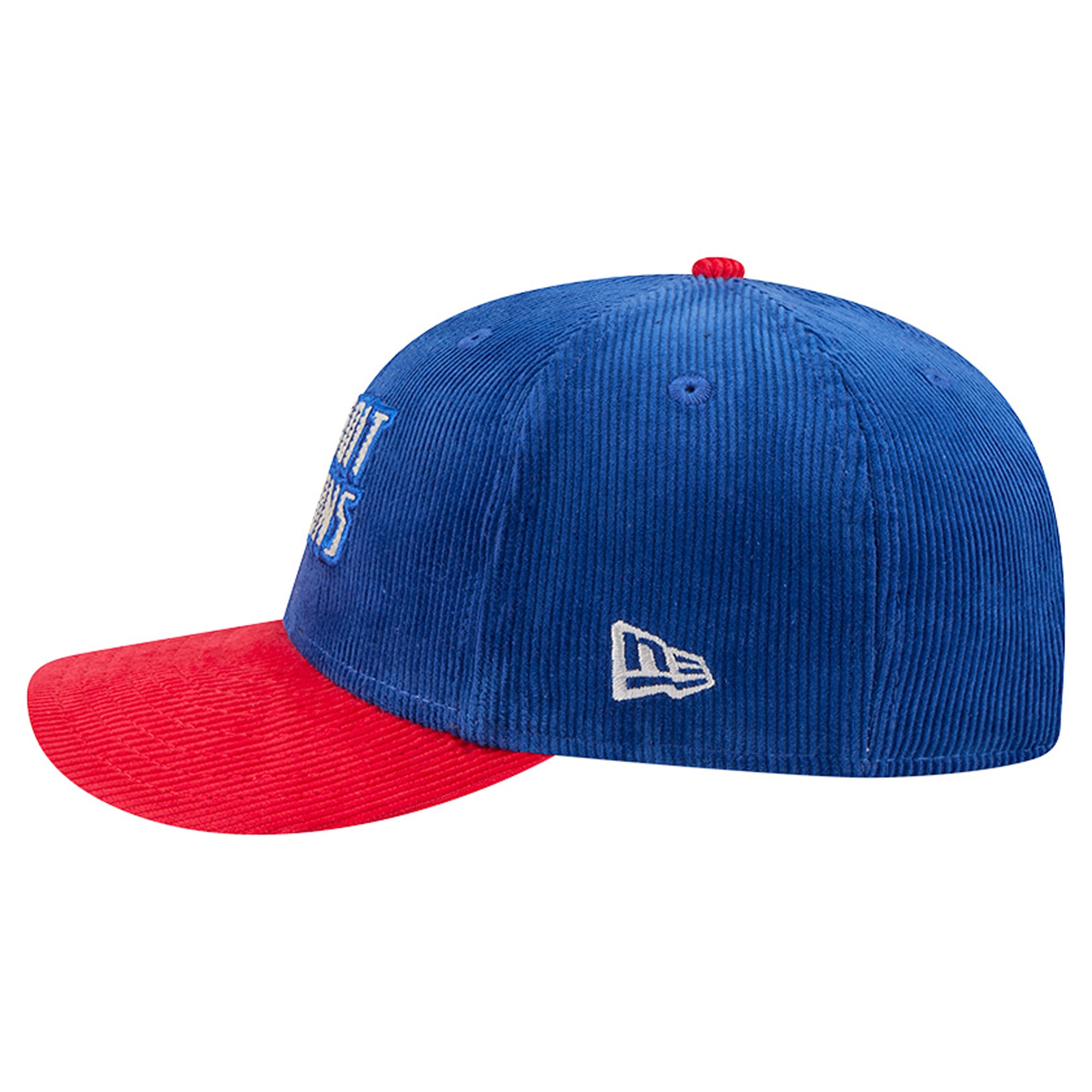 Casquette snapback New Era 9FIFTY en velours côtelé bleu/rouge Detroit Pistons pour homme