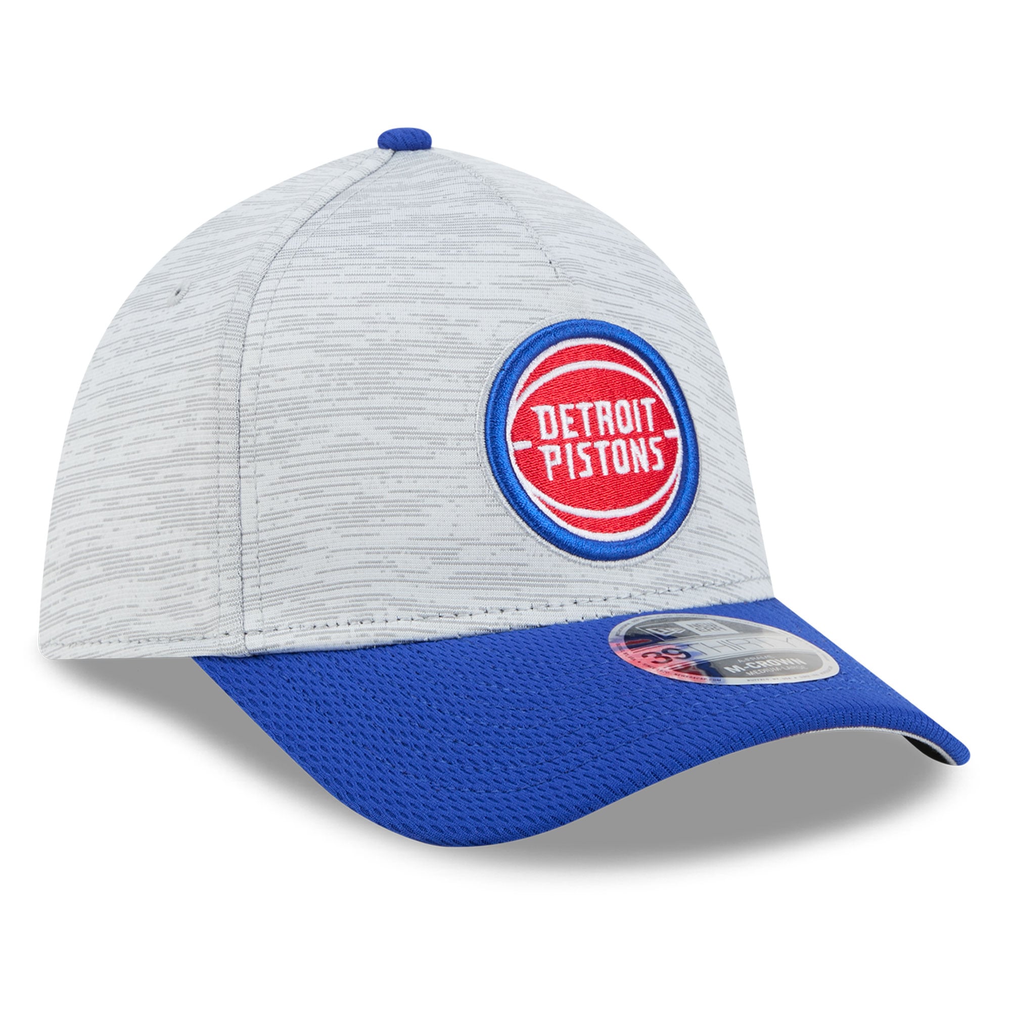 Men's New Era  Gray Detroit Pistons 39THIRTY M-Crown Tech Stretch Hat