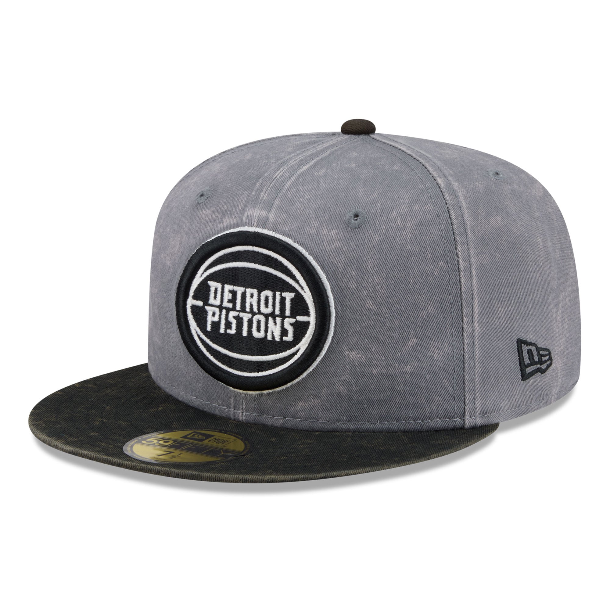 Men's New Era Gray/Black Detroit Pistons Washed 59FIFTY Fitted Hat
