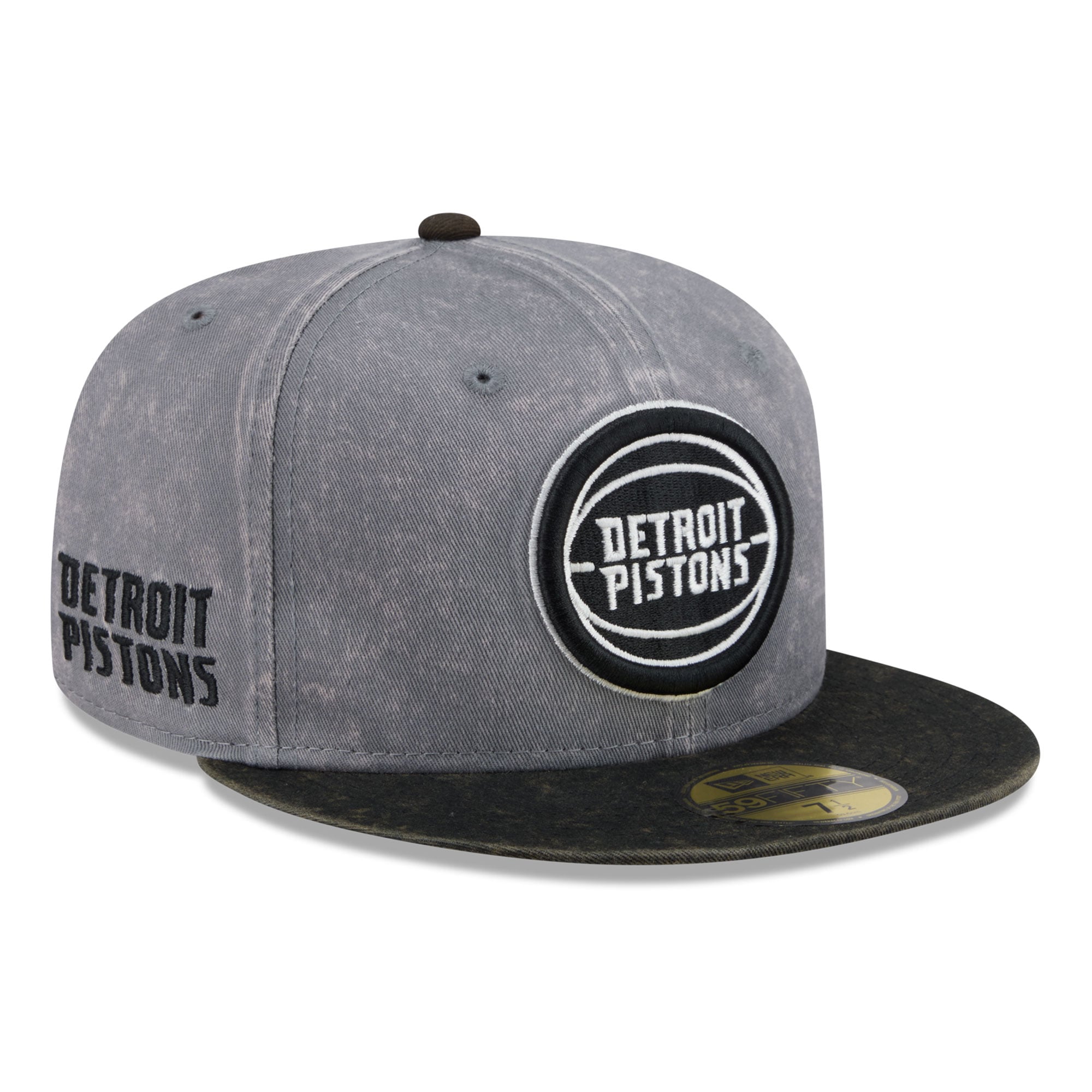 Men's Detroit Pistons New Era Gray/Black Washed 59FIFTY Fitted Hat