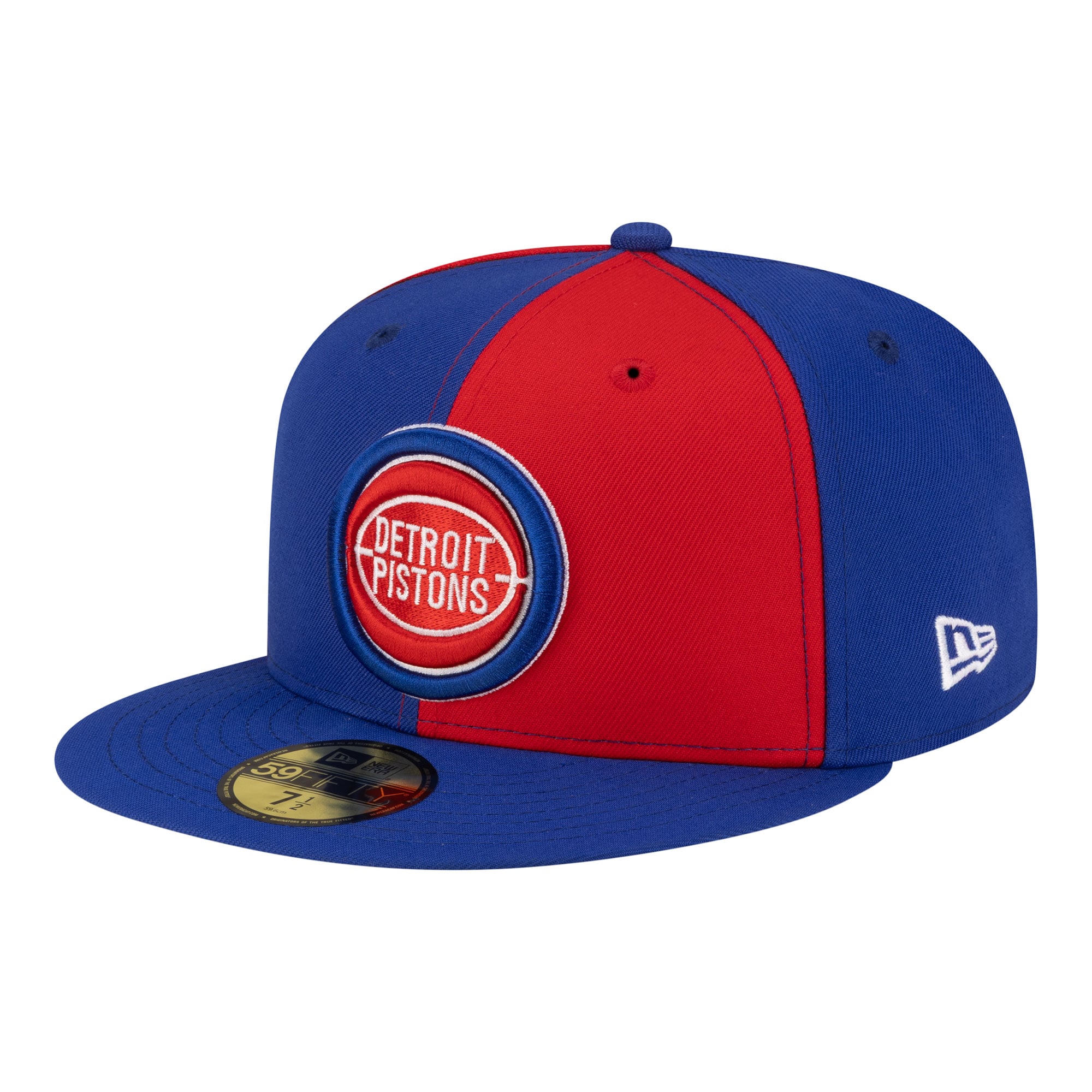 Men's Detroit Pistons New Era Red/Blue 80s Throwback Pinwheel 59FIFTY Fitted Hat