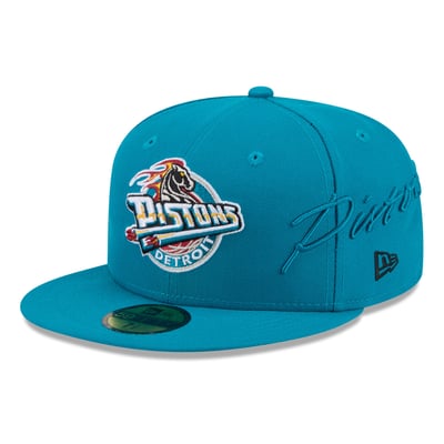 Detroit Pistons New Era Side Script 59FIFTY Fitted Hat - Turquoise