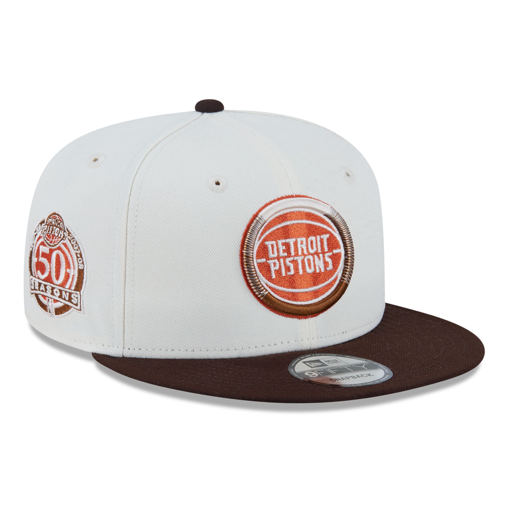Men's New Era  White Detroit Pistons Pumpkin Spice 9FIFTY Snapback Hat