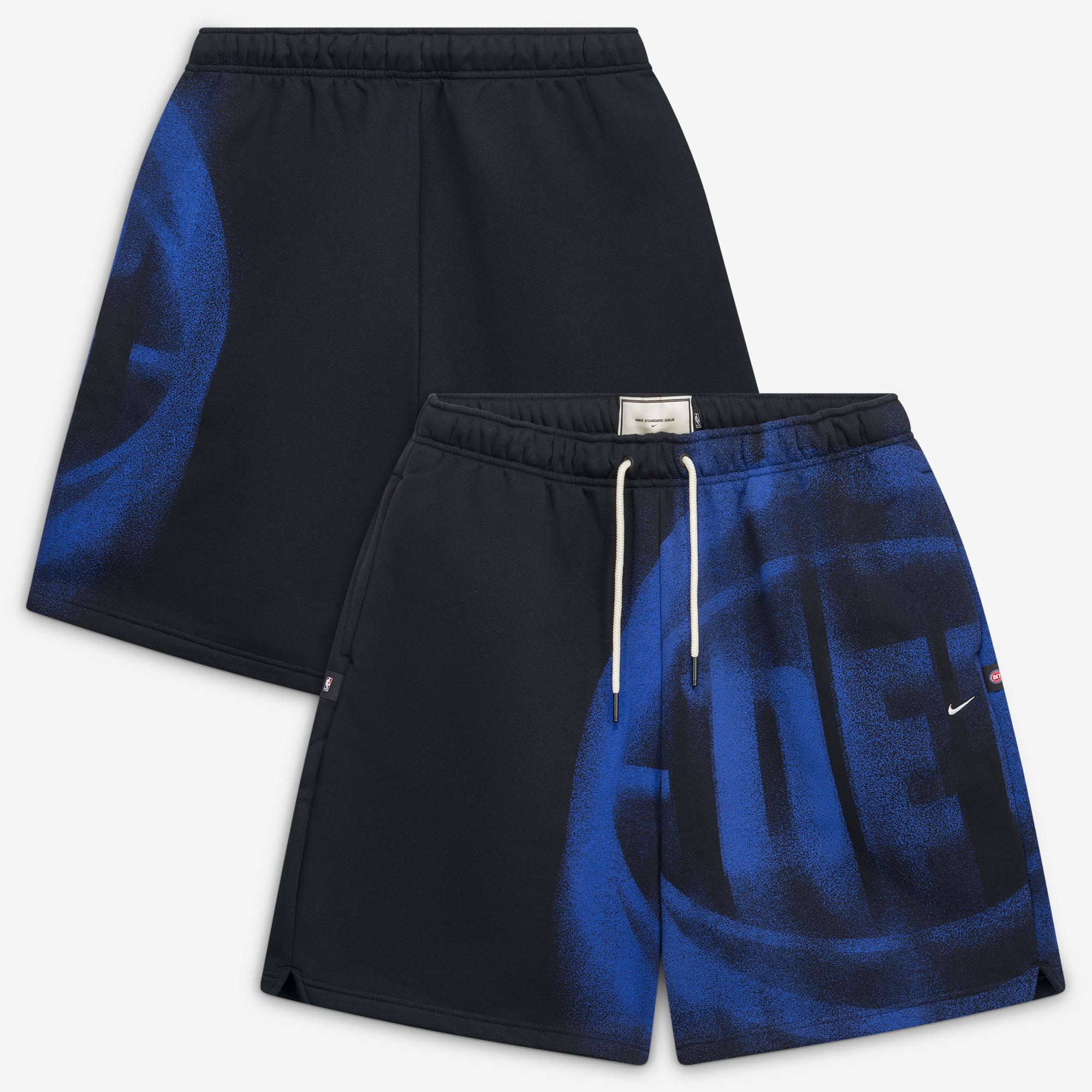 Short de sport Nike Detroit Pistons 2026 Standard Issue pour homme, en polaire noire.